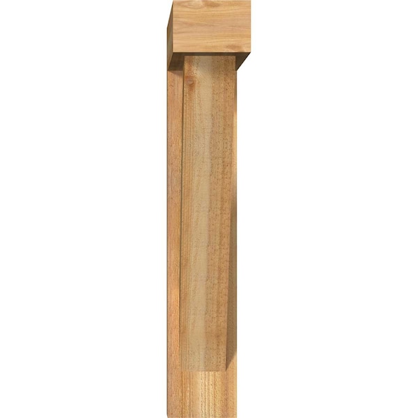 Traditional Block Rough Sawn Bracket W/ Offset Brace, Western Red Cedar, 6W X 26D X 34H